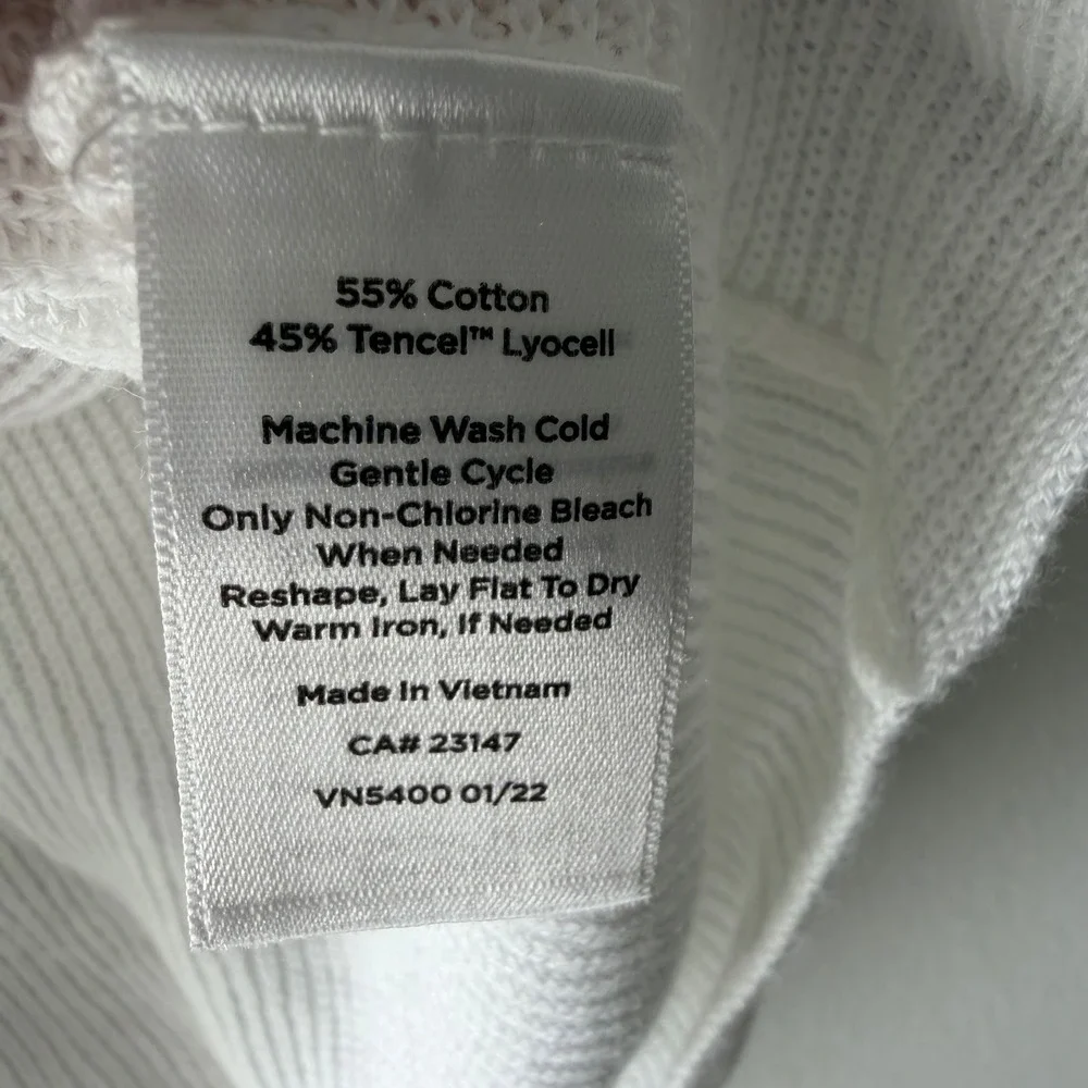 Talbots Twist Front Sweater Shell Womens MP White Excellent V-Neck Cap Sleeve